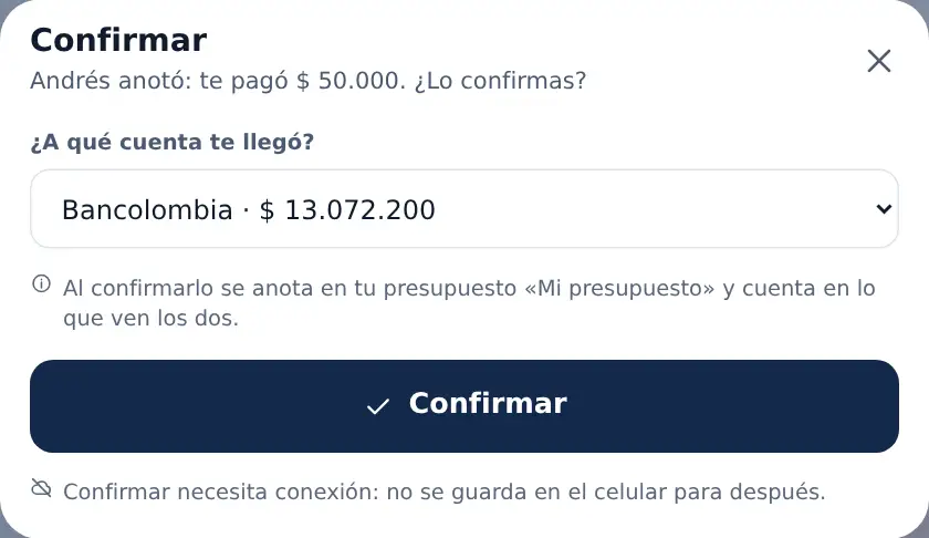 Confirmar el pago: a qué cuenta llegó y el botón grande