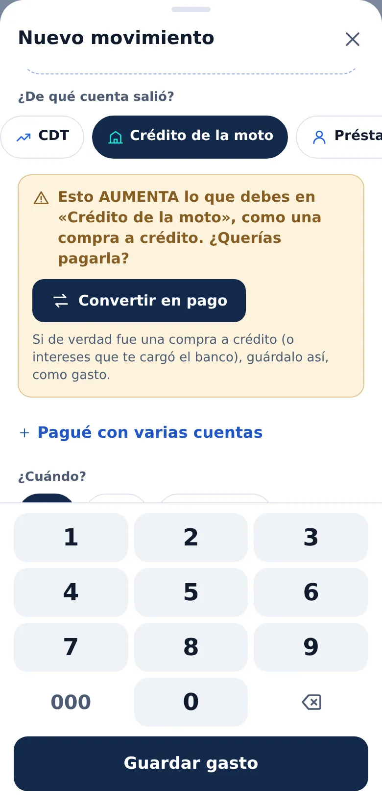 La pantalla de «Te avisa si la estás haciendo crecer» en Presupeso